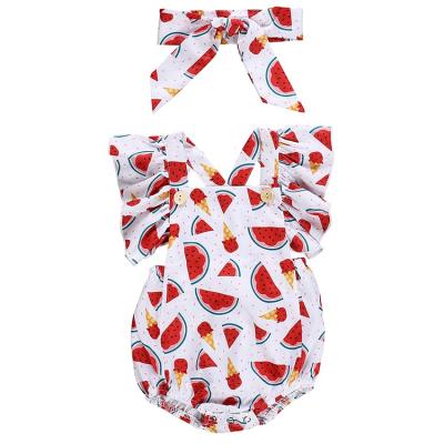 China Lovely watermelon print child boutique clothing baby jumpsuit romper for babies for sale