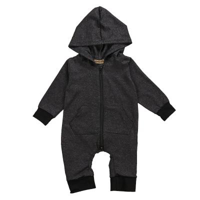 China Lovely Baby Boy Onesie Black Infant Long Sleeved Overalls Hooded Crawling Rompers Wear Coats Winter Newborn Clothes for sale