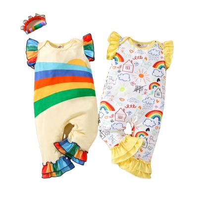 China 2022new arrival anti-shrink flysleeves rainbow babies rompers for sale