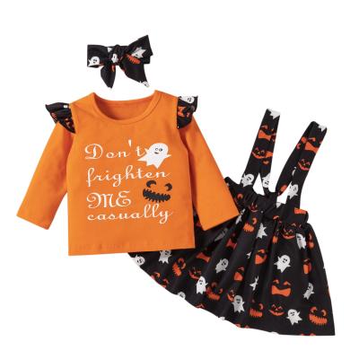 China New Arrival Halloween Anti-Shrink Style Printed Girls Dressing Sets Suspender Skirt Kids Dressing Set for sale