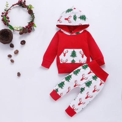 China Active Girls 2019 New Autumn Christmas Letters Printed Organic Deer Stripes Eco-Friendly Baby Clothes for sale