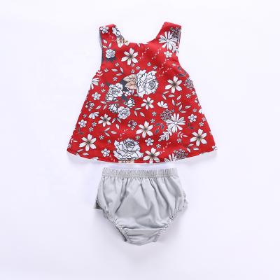 China Baby Breathable Summer Sleeveless Floral Vest With Backs Spaghetti Ties Spring And Summer Children Wear Girl Toddler Dress for sale