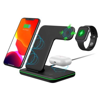 China Qi-enabled devices 3 in 1 Fast Wireless Charger Z5A 15w Qi Wireless Charging Dock 3 in 1 Wireless Charger Stand Z5A for sale