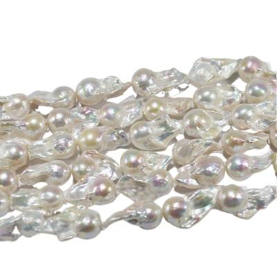 China Large Size Big Size Airball Beads AA+ Pearl 15mm Pearl Strand String Price Freshwater Real Baroque Pearls Wholesale Nucleated Freshwater Pearls for sale