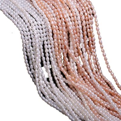 China DIY Jewelry Hand Making New Natural Pearl Beads Pink White Small Rice Shaped Beads For Making Necklace Bracelet Gift for sale