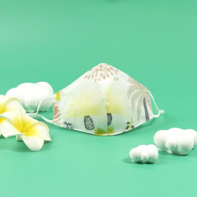 China Washable Cloth With Filter Pocket Adjustable Nose Wire Earring Palm Tree Print Cute Reusable For Kids Cotton Summer Cloth Face Mask for sale