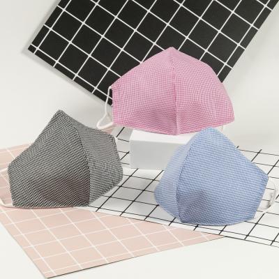 China Party Accessory Unisex Breathable Washable Filter Cotton Yarn Cloth Insertable Dyed Check Pattern Facemask Party Face Masks for sale