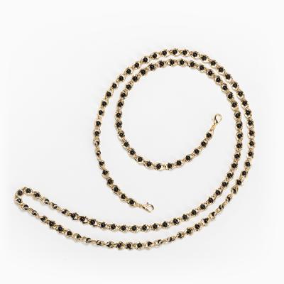 China Detachable Black Imitation Pearl Gold Copper Chain for sale