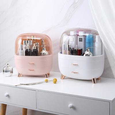 China Modern Bathroom Bedroom Dust Proof Makeup Organizer Plastic Cosmetic Storage Boxes for sale