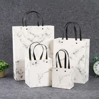 China Wedding Handmade White Marble Decoration Handbag Paper Card Bag Gift Favor Marble Paper Bag For Birthday New Year Party Gift Box for sale