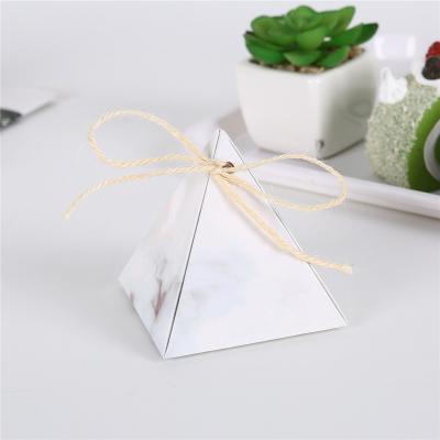 China Recyclable Wedding Candy Box Cardboard Pyramid Wedding Supplies Gift Wedding Candy Box Baby Show Chocolate Packaging Ribbon for sale