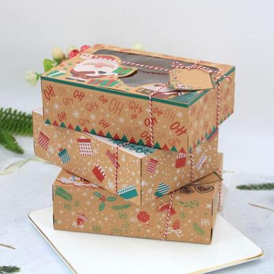 China Recyclable Christmas Cookie Gift Box With Window Universal Cardboard Box Snacks Storage Case Kitchen Food Packaging Baking Supplies for sale