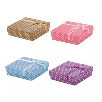 China Recyclable Custom Decor Square Bowknot Decor Mixed Color Jewelry Gift Packaging Box for sale