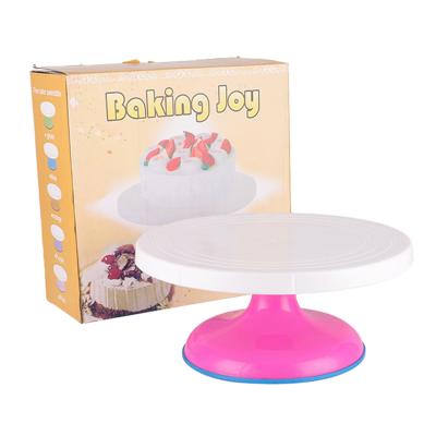 China Wholesale Viable Stock Plastic Metal Rotating Turntable Supplier Mini White Party Decorating Tray Rotating Cake Stand for sale