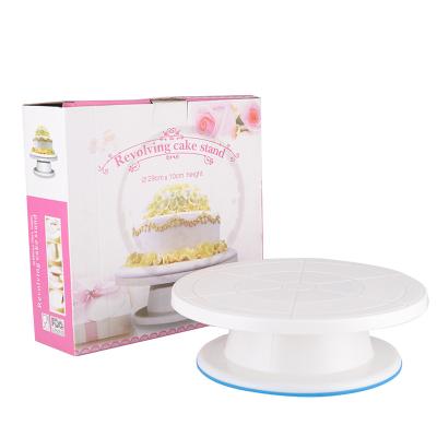 China Sustainable Food Grade PP Baking Tool Non Slip Round White Rotating Cake Decorating Plastic High Quality Turntable for sale