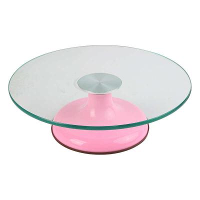 China Viable factory direct 30CM cake pan utensils plastic glass cake stand modern baking cake decorating turntable for sale