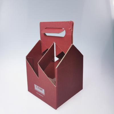 China BSCI and FAMA Biodegradable Factory Corrugated Folding Wine Boxes for 4 Bottles with Handle for sale