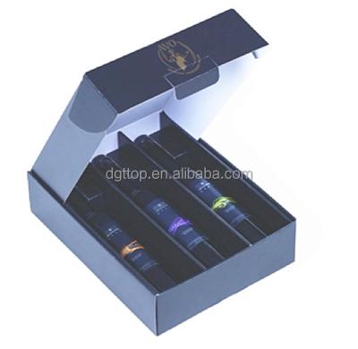 China Recycled materials wholesale corruguate 3 bottles drop front wine boxes for sale