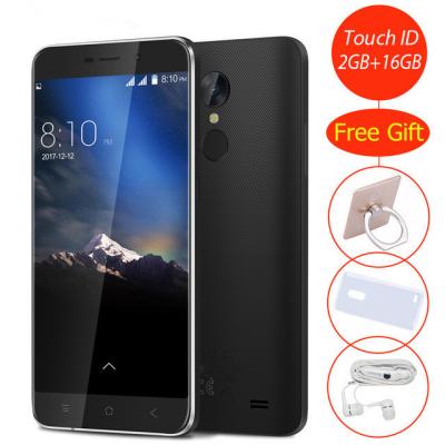 China Mobile phone Fingerprint Android 7.0 2GB +16GB MTK6580A Quad core 5.0inch HD Smartphone 8.0MP GPS cell phone factory for sale