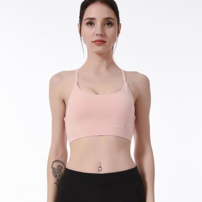 China New Breathable Custom Design Workout Apparel Seamless Tops Lace Up Back Impact Sports Bra High Quality Black Cross Yoga Cross Support for sale