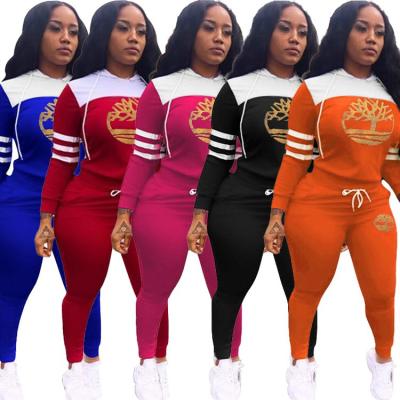 China ladies Anti-wrinkle casual long sleeve tracksuit hooded tops pants Bodycon plus size Autumn Women 2 piece set for sale