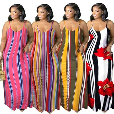 China 2021 summer breathable ladies Maxi Dresses Sleeveless Print 4XL plus size casual dress for fat women for sale