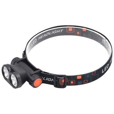 China Waterproof Magnetic Head-Mounted Outdoor Rise Light Rechargeable Long Range Camping Strong Light Double Head Lamp for sale