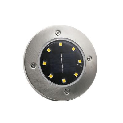 China European Garden Warehouse Delivery Solar Ground Lights 8 LED Solar Garden Lights Waterproof Outdoor Solar Disc Lights For Pathway for sale