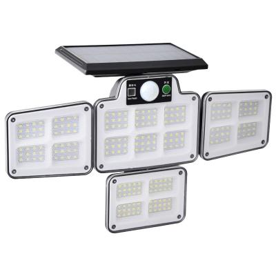 China Delivery 168 LED 4 Heads European Outdoor Solar Motion Sensor Lights Wide Angle Garden Warehouse Lighting Remote Control Waterproof for sale