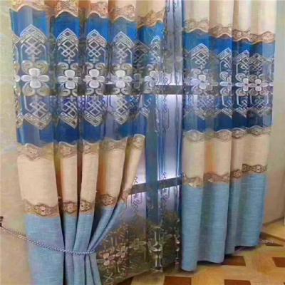 China 2019 Newest Blackout Sesame Hot Selling Gold Rope Embroidery Material Splicing Curtain For Hotel /home/living room /bedroom for sale