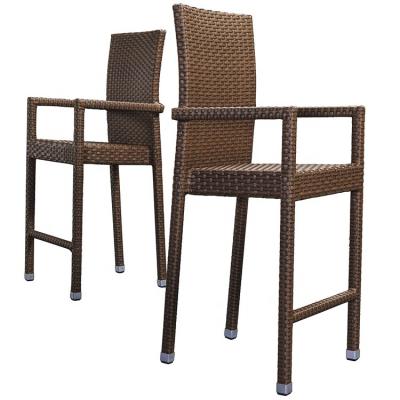 China Outdoor Furniture Metal Bar Stool Rattan Bar Wicker Garden Chair High Quality Outdoor Metal Counter Rattan for sale