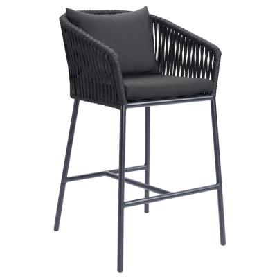 China Wholesale Durable Black Outdoor Hotel Patio Mini Cafe Chair Bar Stool Luxury High Bar Furniture for sale