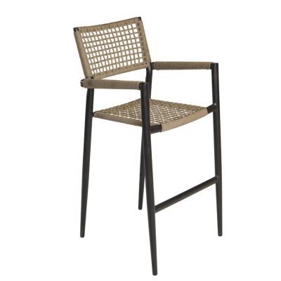 China Rope Bar Chair Modern Outdoor Patio Arm Rope Chair Garden Aluminum Bar Stool for sale