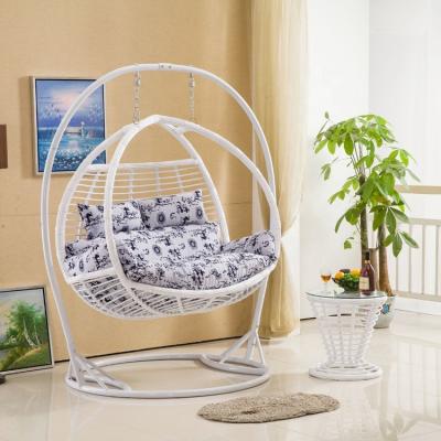 China Eco-freindly Cheap Outdoor Rattan Cane Swing Hanging Egg Chair Two Seater Adult Basket for Garden for sale