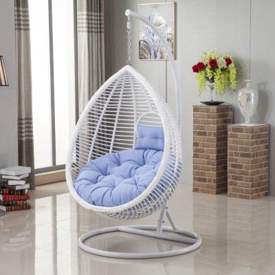 China Leisure Style Outdoor Swing Egg Rattan Wicker Furniture Hanging Chair With Stand for sale