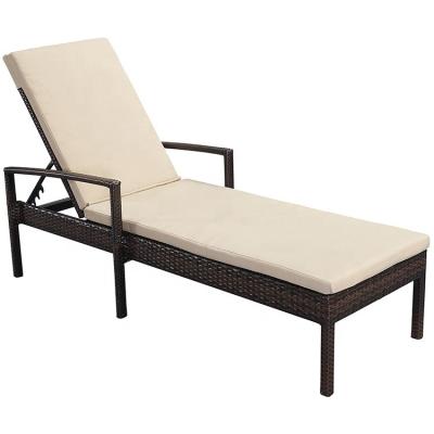 China Outdoor Waterproof Rattan Sun Lounger Outdoor Hot Sale Design Weather Furniture Beach Lounger for sale