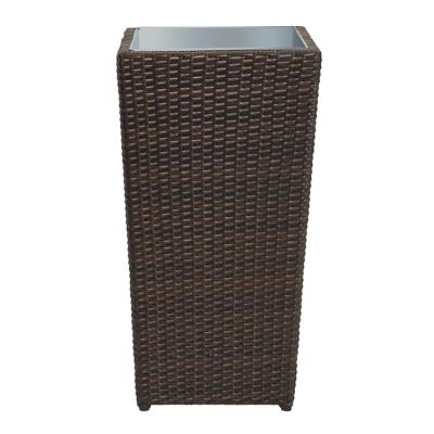 China Eco-friendly Outdoor Rattan Patio Garden Planter Wicker Flower Pot for sale