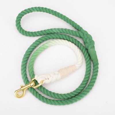 China Personalized Eco-Friendly Dog Leash 100% Cotton Ombre Cotton Rope Organic Soft Dog Leash Rope Lead Pet Accessories for sale