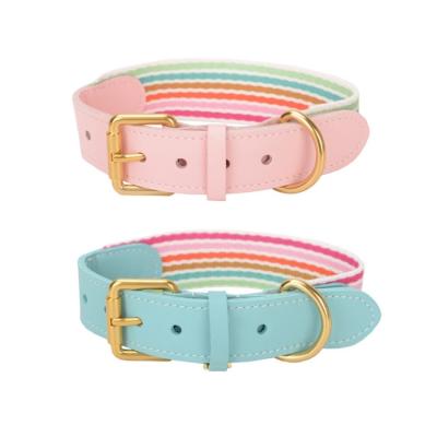 China Personalized Luxury Leather Dog Products Accessories Dog Collar Pet Designer Cowhide Stylish Vegan Webbing Accessories for sale