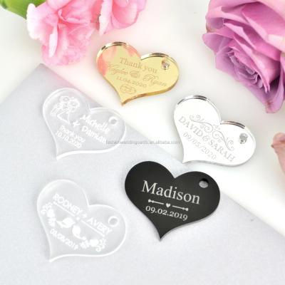 China Europe Acrylic Heart Shape Tag Design Acrylic Die Cut Acrylic Logo For Wedding Favor Decoration for sale