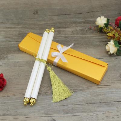 China Europe 2021 Latest Scroll Wedding Invitation Card With Tassel for sale