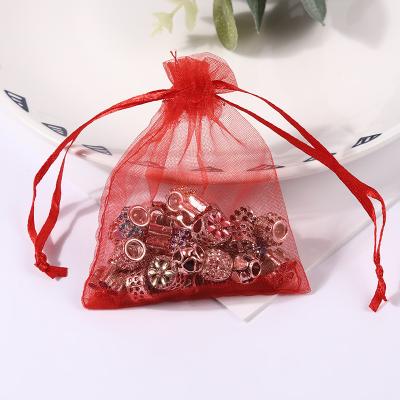 China Sheer Jewelry Pouch Organza Gift Candy Bags Mesh Jewelry Pouches Drawstring Wedding Gifts Packaging Empty Pouch Bags Customized Logo for sale