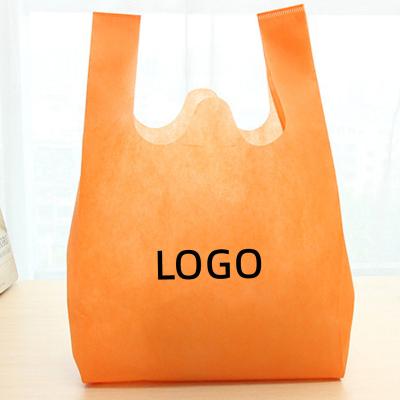 China Non Woven Reusable Eco Handled Vest Bags Shopping Tote Bag Reusable Supermarket T Shirt Grocery Bags Sturdy Logo Printing Customized for sale