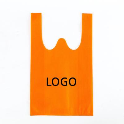 China Reusable Hot Sale Supermarket Vest Bags Reusable Nonwoven Shopping Tote Bag Reusable Carry Out T-Shirt Bags Custom Logo Printing for sale