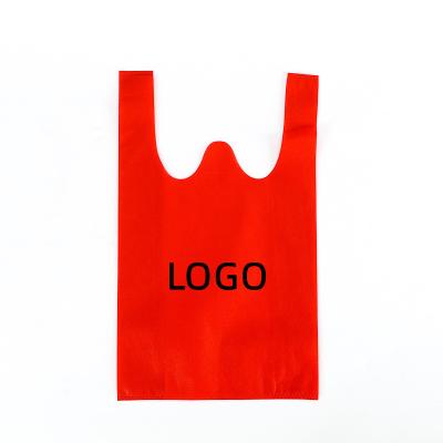 China Reusable and Disposable Supermarket Tote Bags Custom Logo Printing Grocery Reusable Nonwoven Bag T-shirt Bag for sale