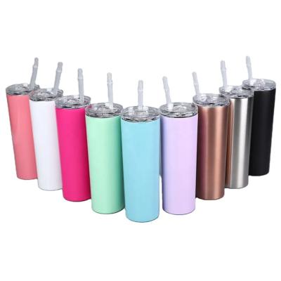 China Sustainable 20oz double wall insulated stainless steel sublimation skinny tumbler with lid straw for sale