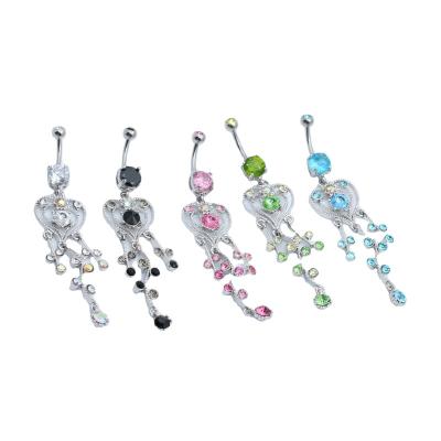 China Europe and the United States factory directly supply good price zinc alloy belly and stainless steel casting process pierced jewelry umbilical piercing for sale