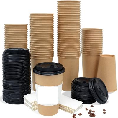 China Disposable High End Clean Factory Price Customized Logo Printing Hot Coffee Kraft Paper Cups With Lids for sale