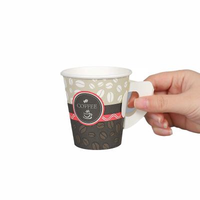 China Factory Price Disposable Leakproof Easy Hold Coffee Hot Paper Cups With Handle Custom Logo Print For Drinkware for sale