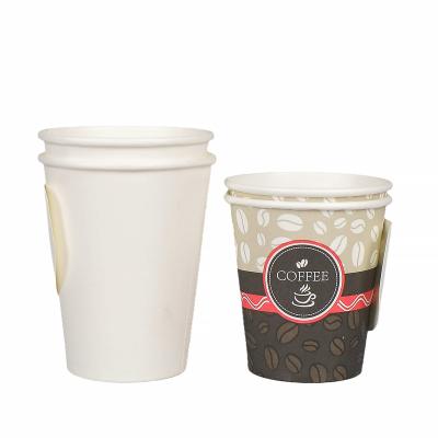 China Factory Price Recyclable Leak Proof Easy Take Coffee Disposable Hot Paper Cups With Handle Customized Logo Print for sale